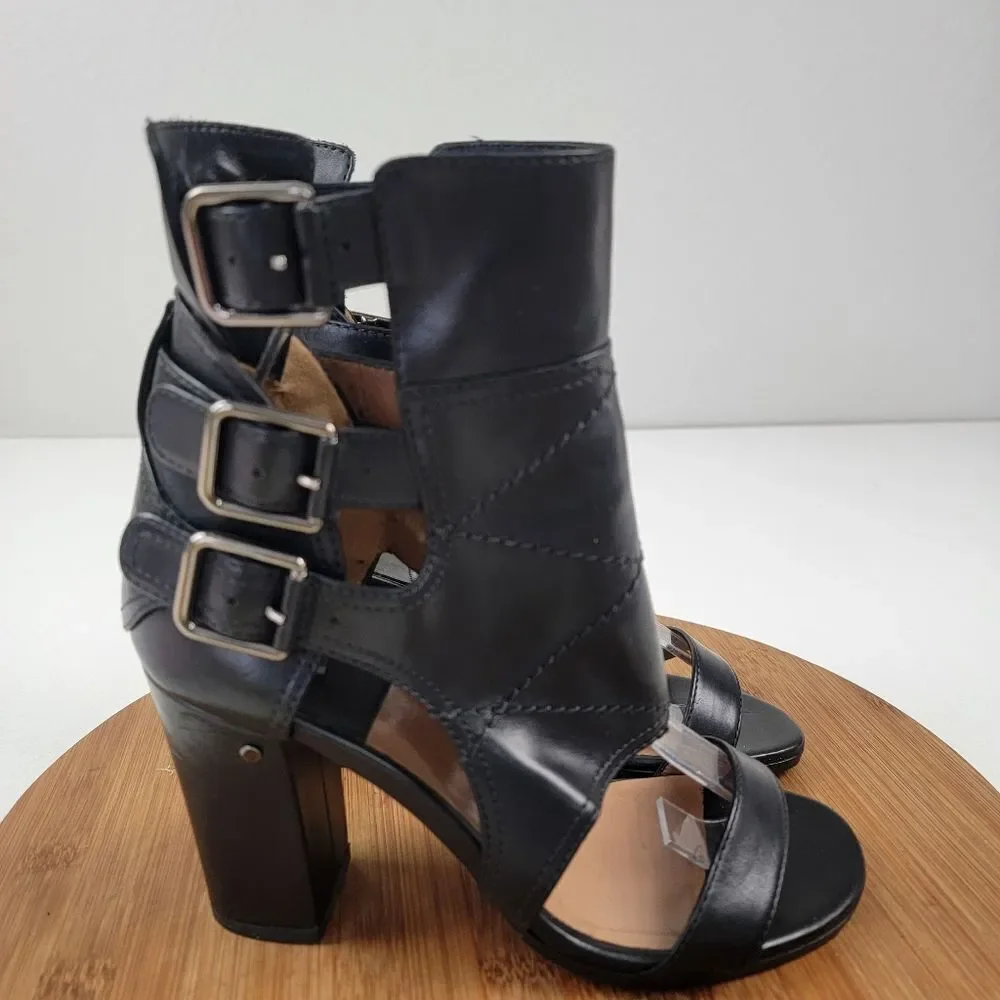Laurence Dacade Felicite Black Leather Block Heels Womens‎ Shoe sz US 6 EU 37